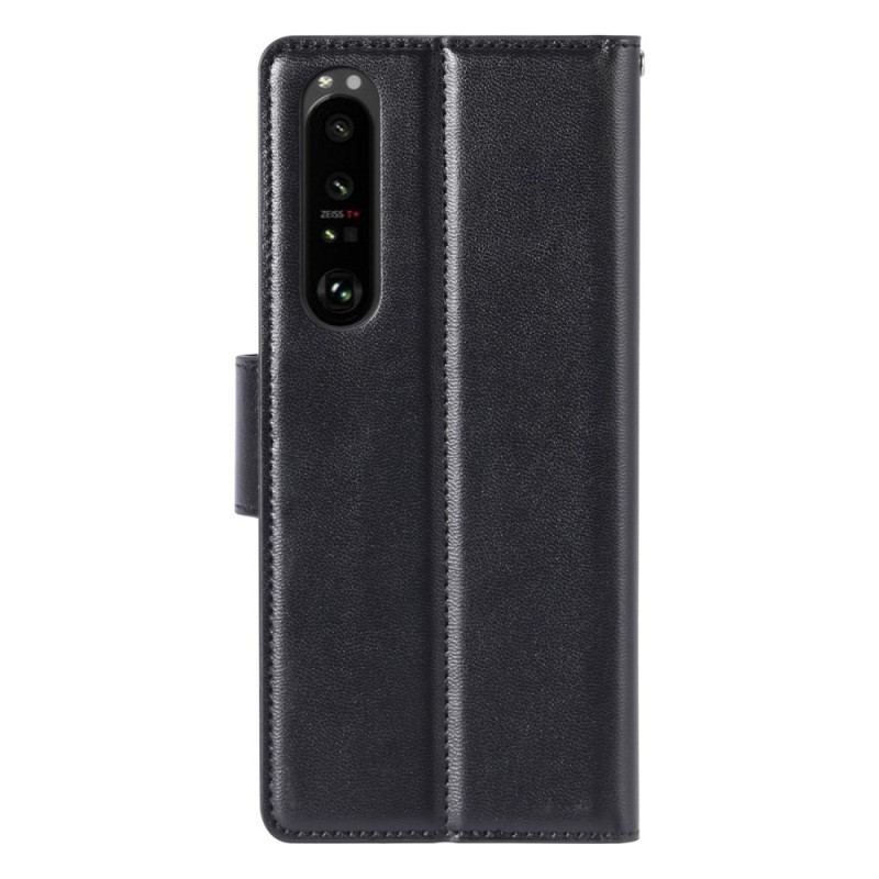 Capa De Couro Para Sony Xperia 5 IV Efeito Couro Hanman