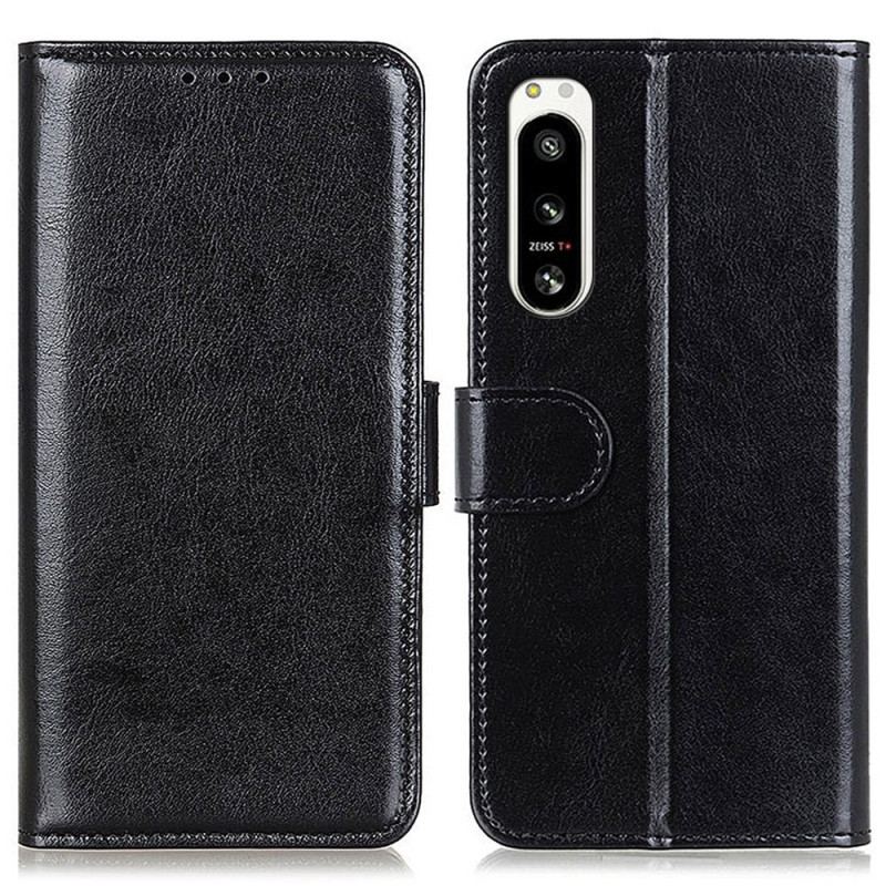 Capa De Couro Para Sony Xperia 5 IV Envernizado