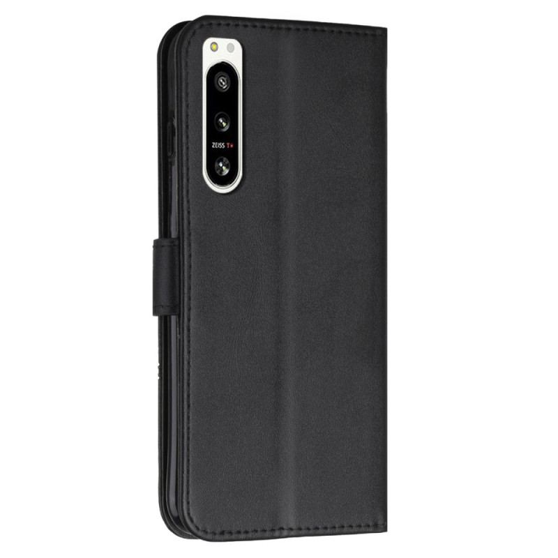 Capa De Couro Para Sony Xperia 5 IV Estilo Geométrico De Couro Com Alça