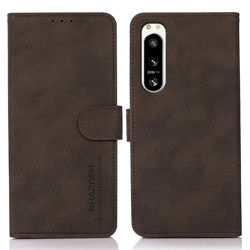 Capa De Couro Para Sony Xperia 5 IV Khazneh Moda Efeito Couro