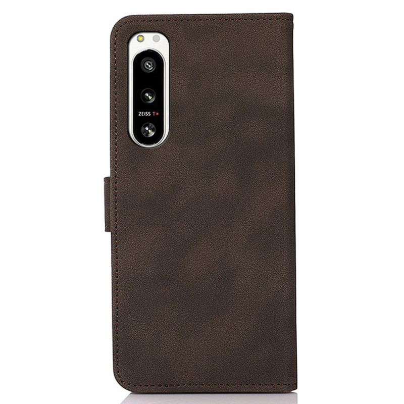 Capa De Couro Para Sony Xperia 5 IV Khazneh Moda Efeito Couro