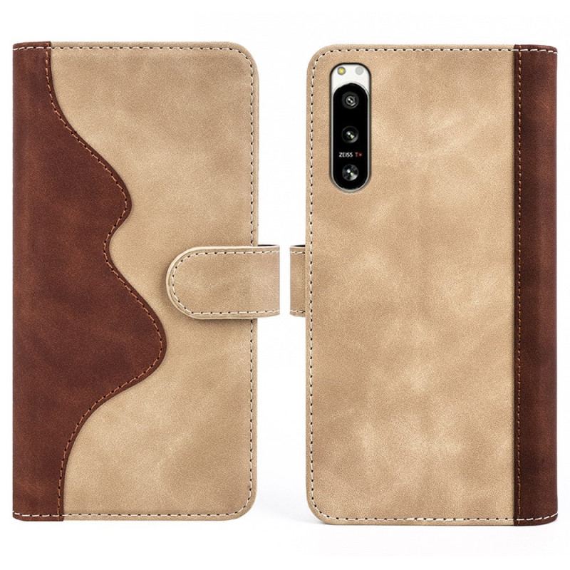 Capa De Couro Para Sony Xperia 5 IV Padrão Gráfico