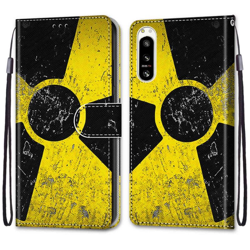 Capa Em Pele Para Sony Xperia 5 IV Amarelo E Preto