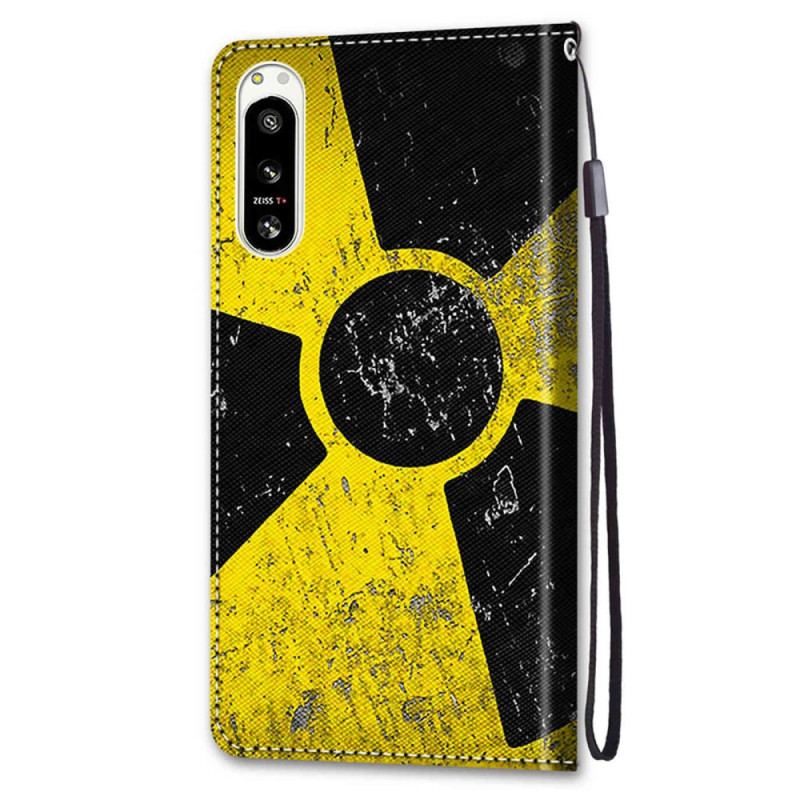 Capa Em Pele Para Sony Xperia 5 IV Amarelo E Preto