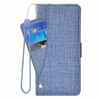 Capa Em Pele Para Sony Xperia 5 IV Jeans Com Porta-cartão Giratório