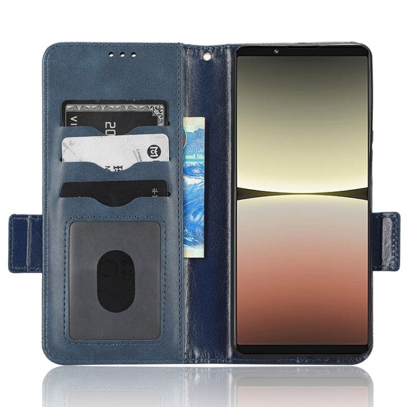 Capa Em Pele Para Sony Xperia 5 IV Triângulos Estilo Retrô