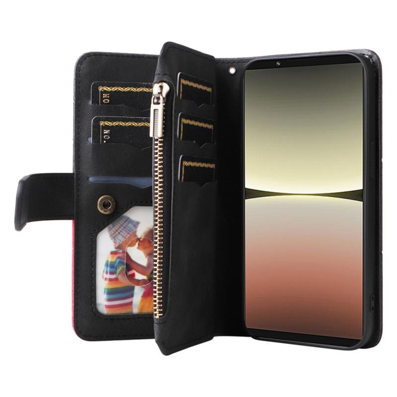 Capa Flip Para Sony Xperia 5 IV Bicolor Com Porta Moedas