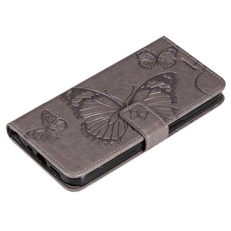 Capa Flip Para Sony Xperia 5 IV De Cordão Borboletas Gigantes