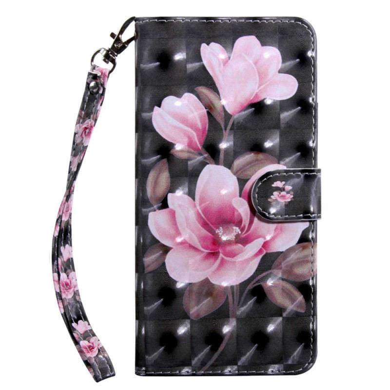 Capa Flip Para Sony Xperia 5 IV De Cordão Flores De Alça