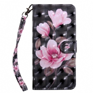 Capa Flip Para Sony Xperia 5 IV De Cordão Flores De Alça