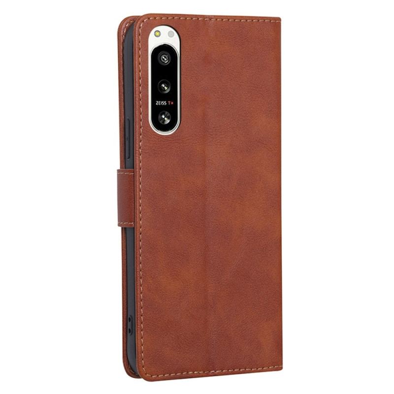 Capa Flip Para Sony Xperia 5 IV Couro De Lichia Rfid