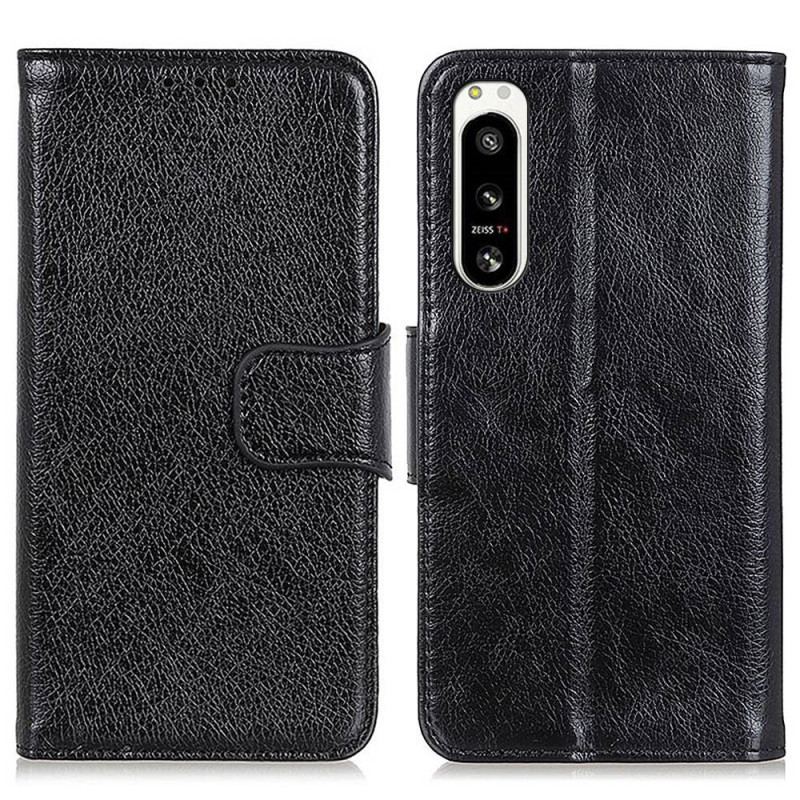 Capa Flip Para Sony Xperia 5 IV Couro Nappa Dividido