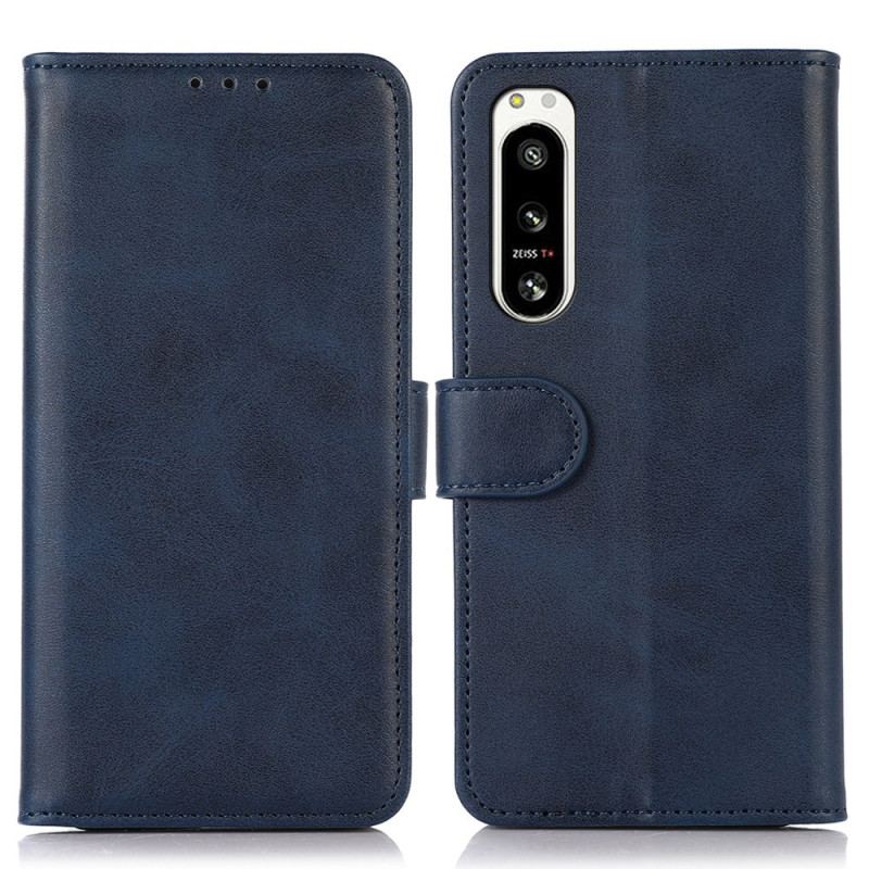 Capa Flip Para Sony Xperia 5 IV Estilo Clássico De Couro