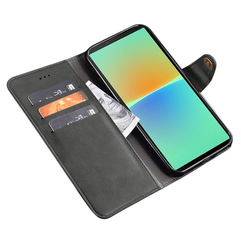 Capa Flip Para Sony Xperia 5 IV Estilo De Couro Com Rebites Idewei