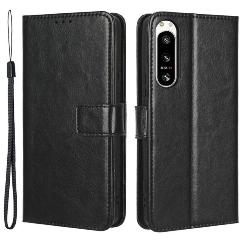 Capa Flip Para Sony Xperia 5 IV Estilo Retrô De Couro