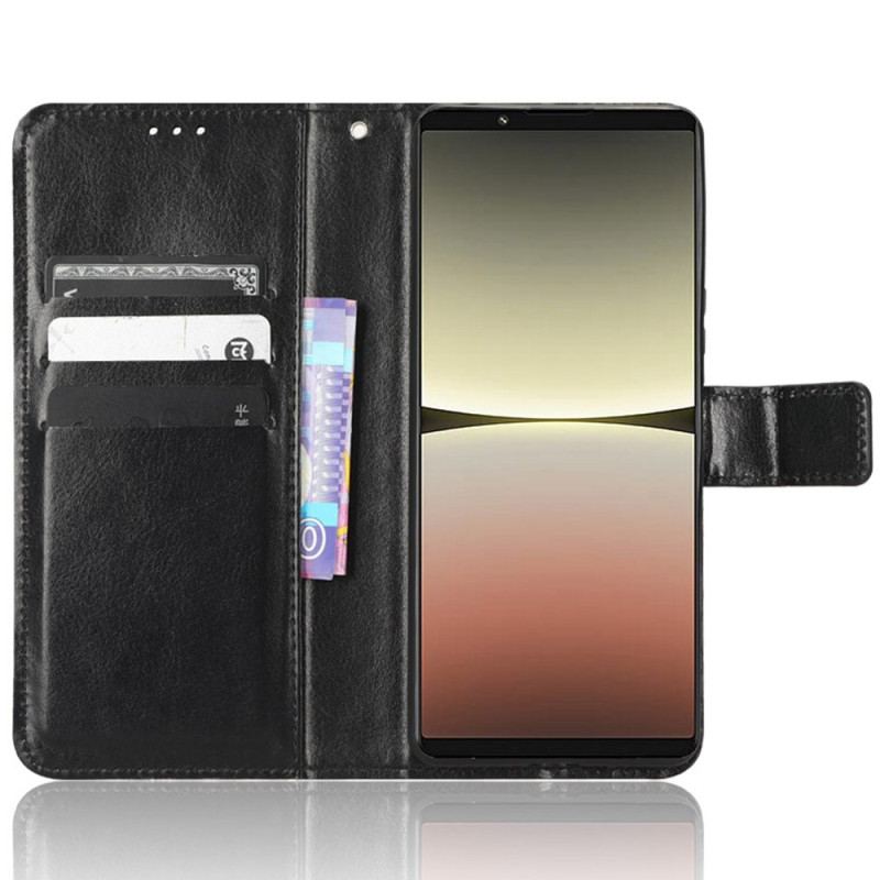 Capa Flip Para Sony Xperia 5 IV Estilo Retrô De Couro