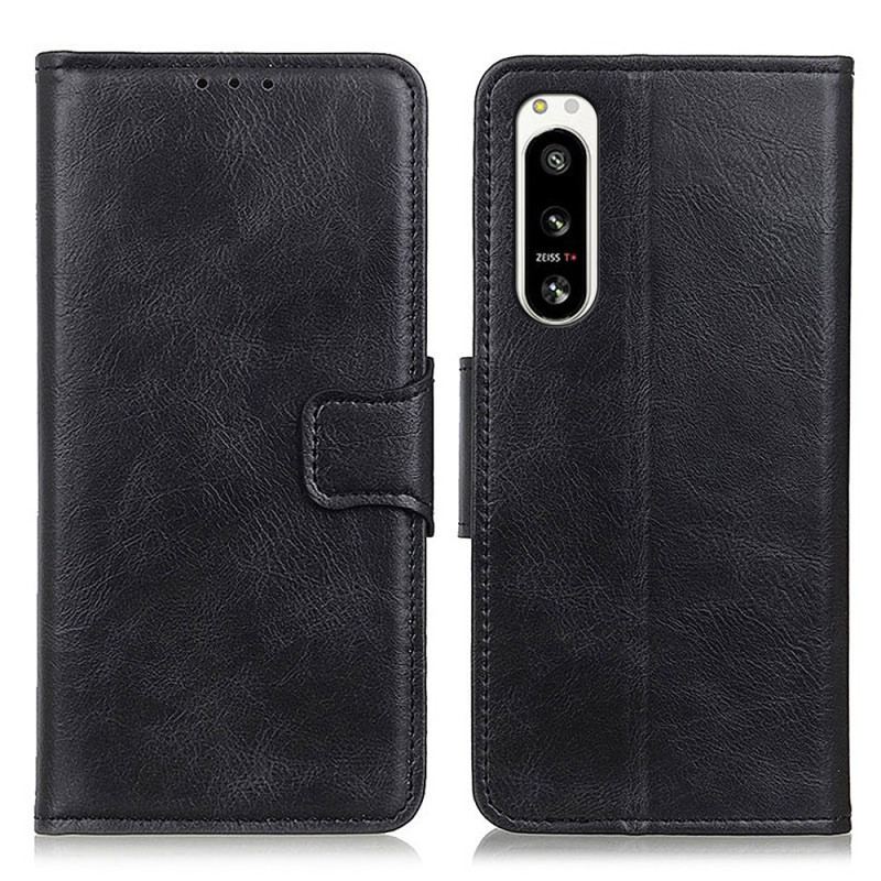 Capa Flip Para Sony Xperia 5 IV Fecho De Couro Estilo Reversível