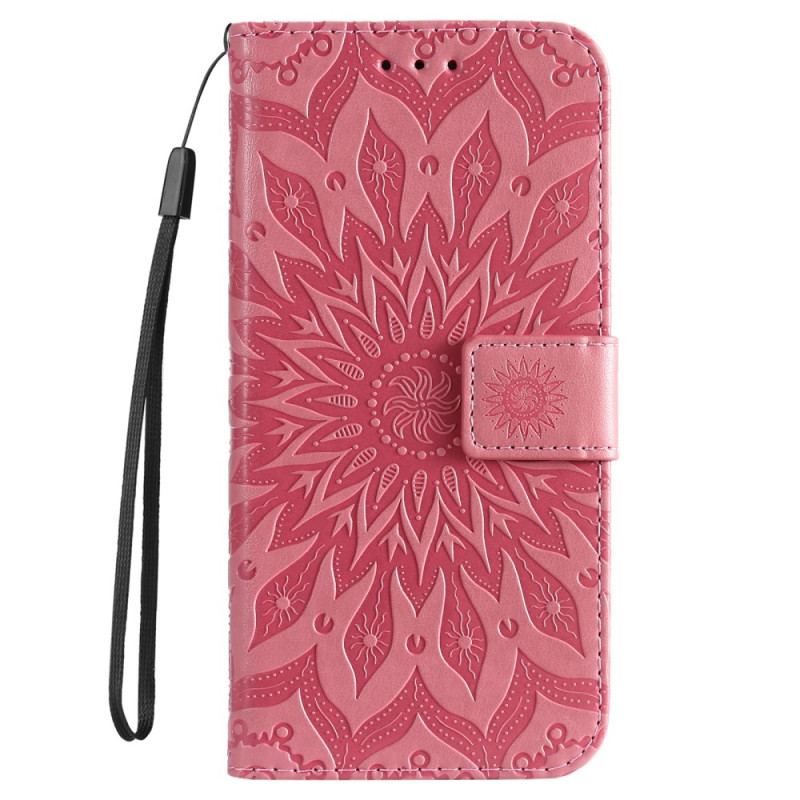 Capa Flip Para Sony Xperia 5 IV Mandala Sol Com Cordão