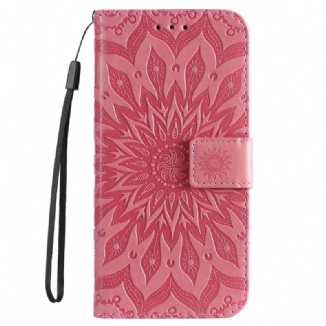 Capa Flip Para Sony Xperia 5 IV Mandala Sol Com Cordão