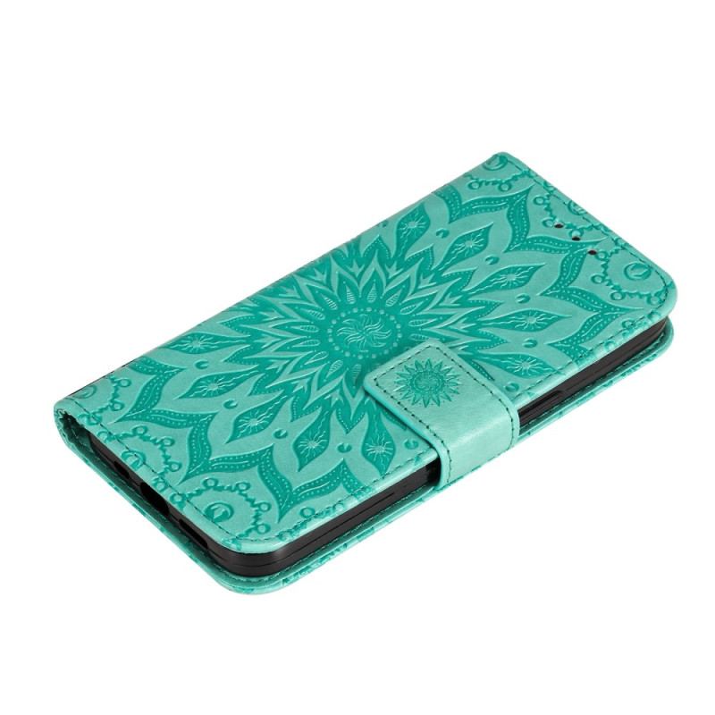 Capa Flip Para Sony Xperia 5 IV Mandala Sol Com Cordão