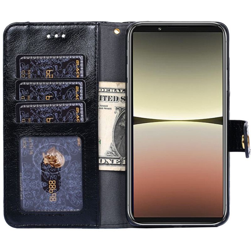 Capa Flip Para Sony Xperia 5 IV Porta-moedas Com Zíper