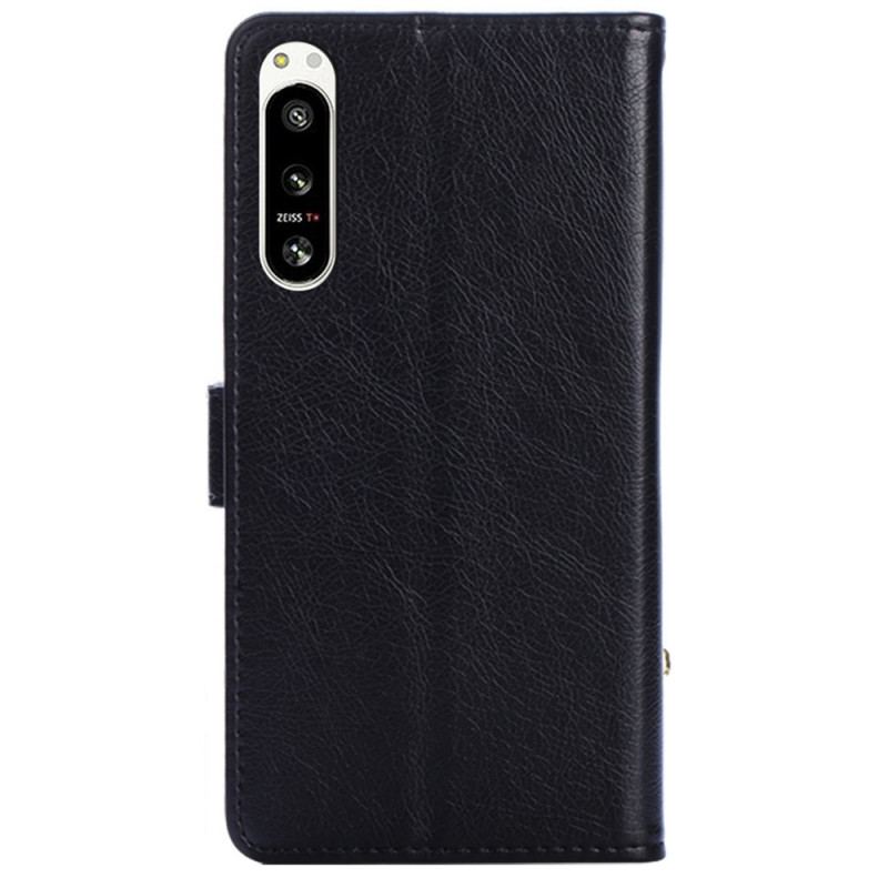 Capa Flip Para Sony Xperia 5 IV Porta-moedas Com Zíper