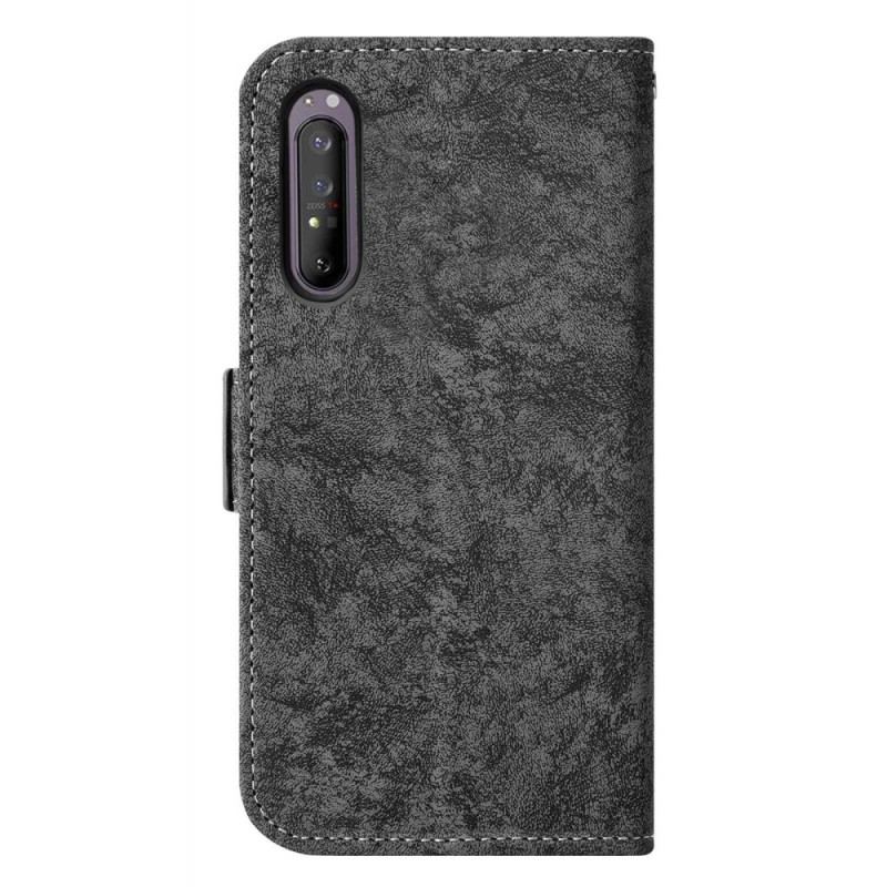 Capa Flip Para Sony Xperia 5 IV Titular De Cartão Giratório Vintage