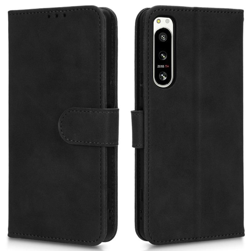 Capa Folio Para Sony Xperia 5 IV De Cordão Efeito De Couro Com Tiras