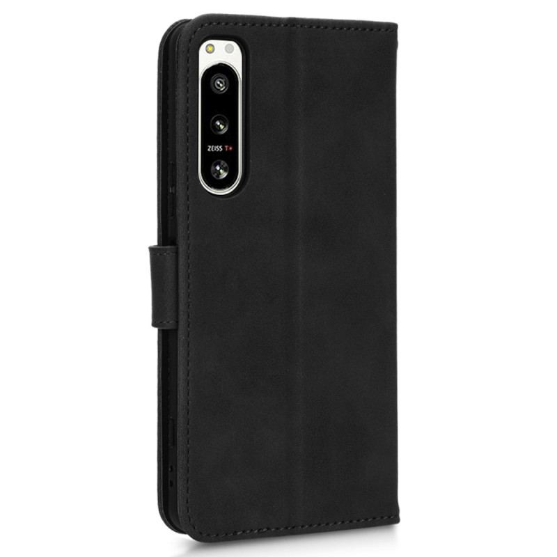 Capa Folio Para Sony Xperia 5 IV De Cordão Efeito De Couro Com Tiras