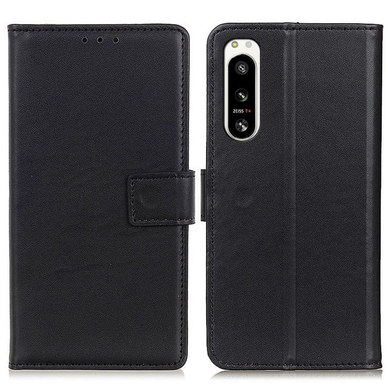 Capa Folio Para Sony Xperia 5 IV Couro Sintético Liso