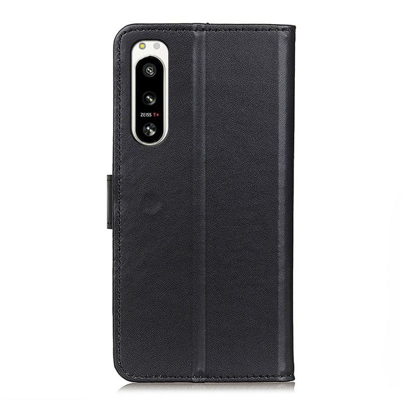 Capa Folio Para Sony Xperia 5 IV Couro Sintético Liso