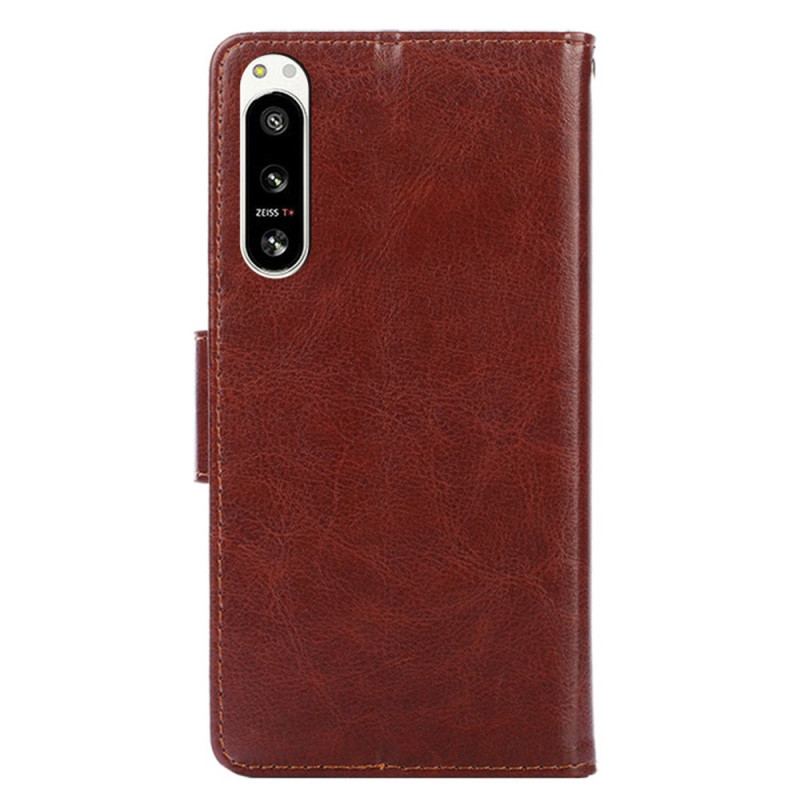 Capa Folio Para Sony Xperia 5 IV Couro Sintético Retrô