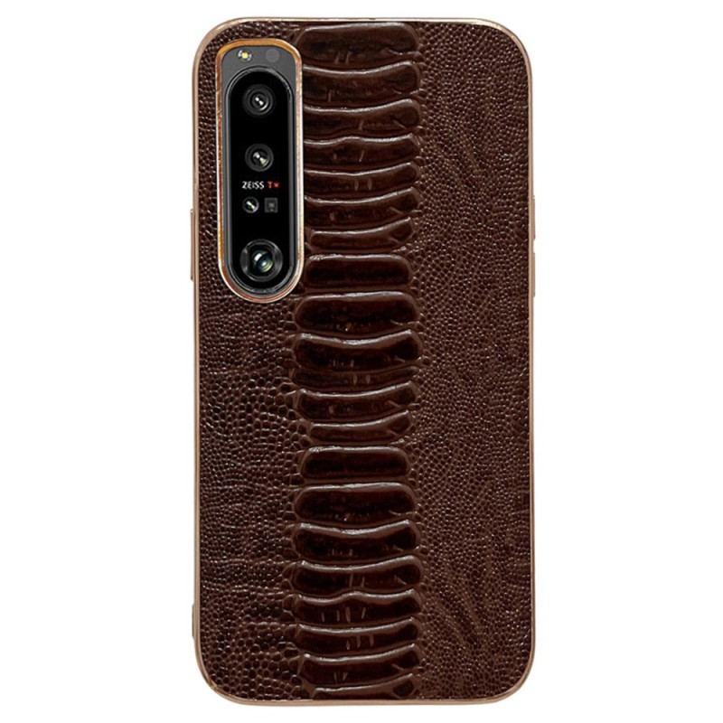 Capa Para Sony Xperia 5 IV Couro Genuíno Estilo Crocodilo