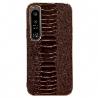 Capa Para Sony Xperia 5 IV Couro Genuíno Estilo Crocodilo