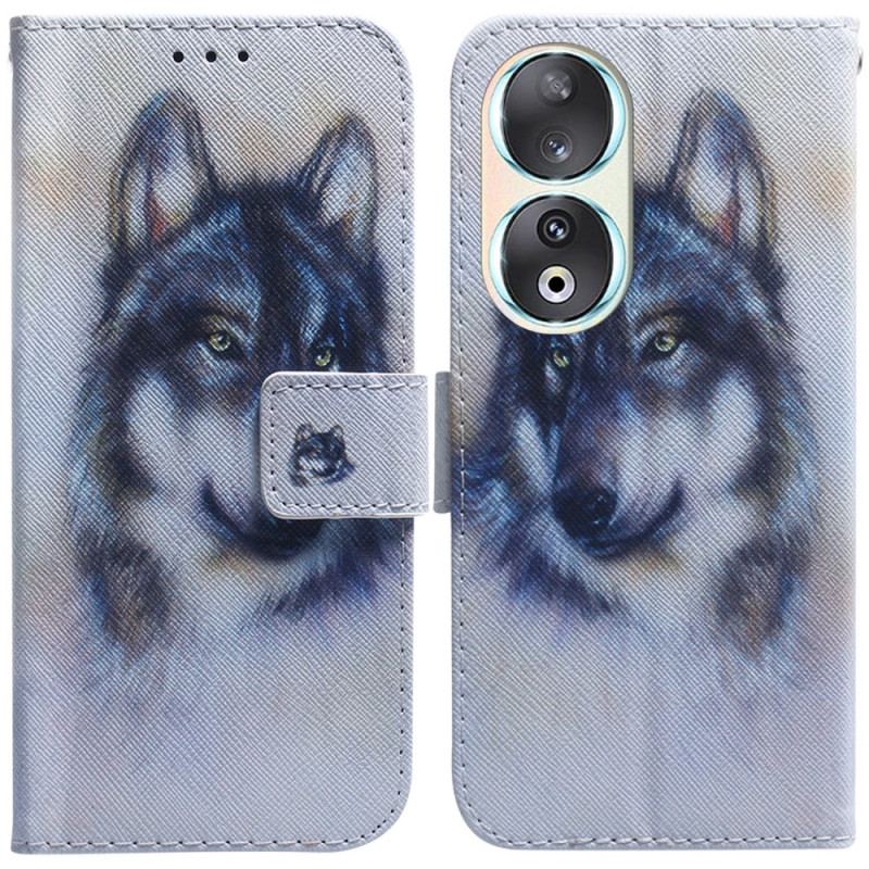 Capa Flip Para Honor 90 Cachorro Aquarela