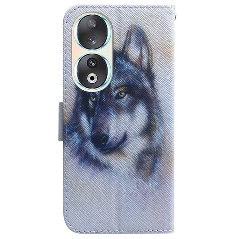 Capa Flip Para Honor 90 Cachorro Aquarela