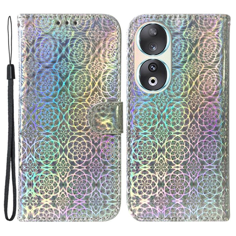 Capa Flip Para Honor 90 De Cordão Discoteca Com Tiras