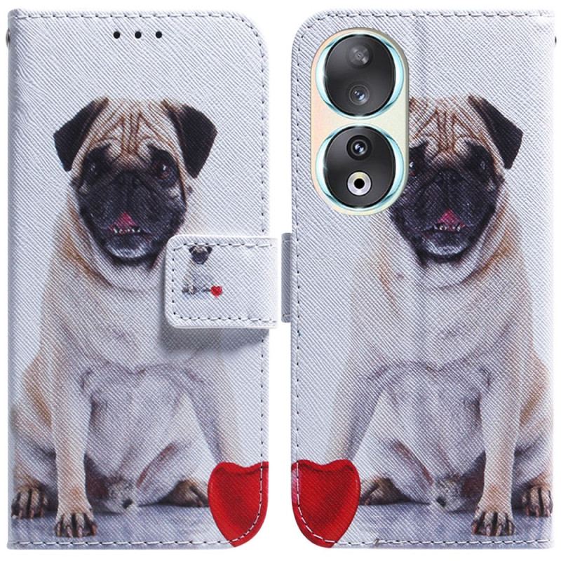 Capa Folio Para Honor 90 Cachorro Pug