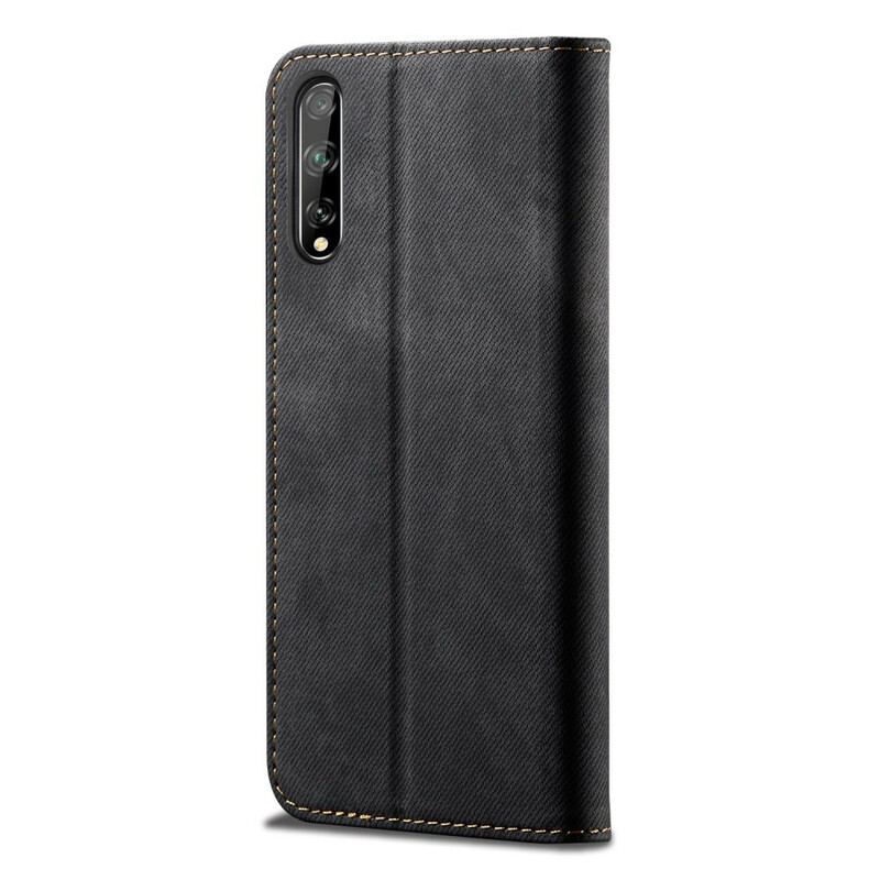 Capa De Celular Para Huawei P Smart S Flip Tecido Jeans