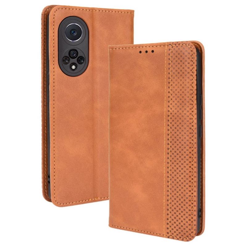 Capa De Celular Para Honor 50 Pro Flip Efeito Couro Vintage Estilizado Profissional