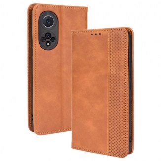 Capa De Celular Para Honor 50 Pro Flip Efeito Couro Vintage Estilizado Profissional