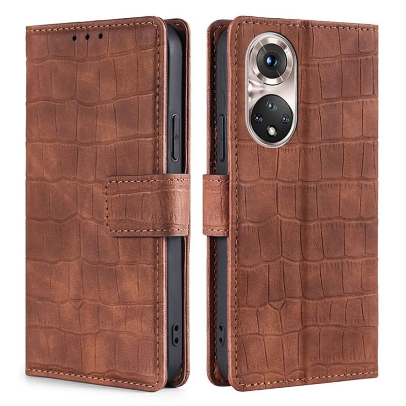 Capa De Couro Para Honor 50 Pro Pro Skin-touch Crocodile