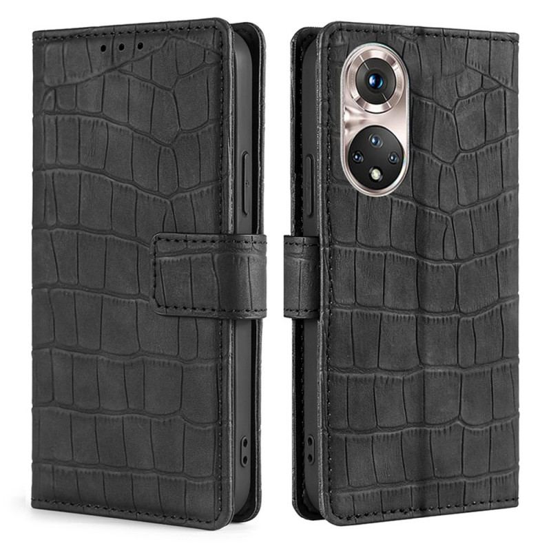 Capa De Couro Para Honor 50 Pro Pro Skin-touch Crocodile