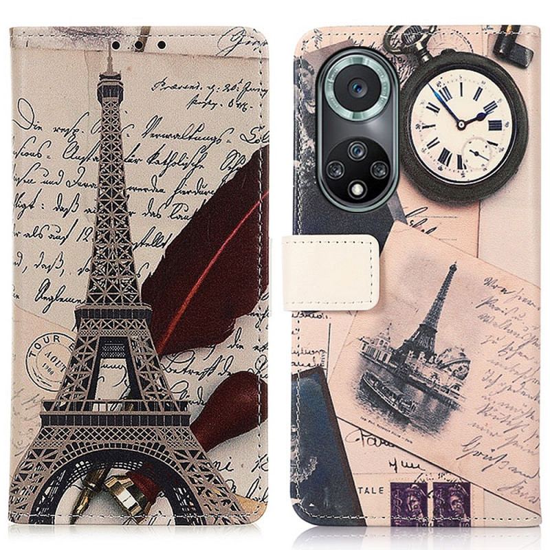 Capa Flip Para Honor 50 Pro Torre Eiffel Do Pro Poeta