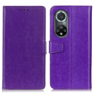 Capa Folio Para Honor 50 Pro Efeito Couro Brilhante Simples Profissional