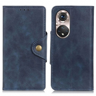 Capa Flip Para Huawei Nova 9 Pro Couro Sintético Vintage E Botão