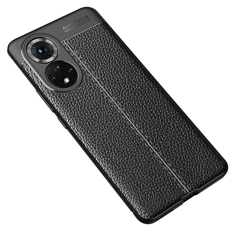 Capa Para Huawei Nova 9 Pro Linha Dupla Efeito Couro Litchi