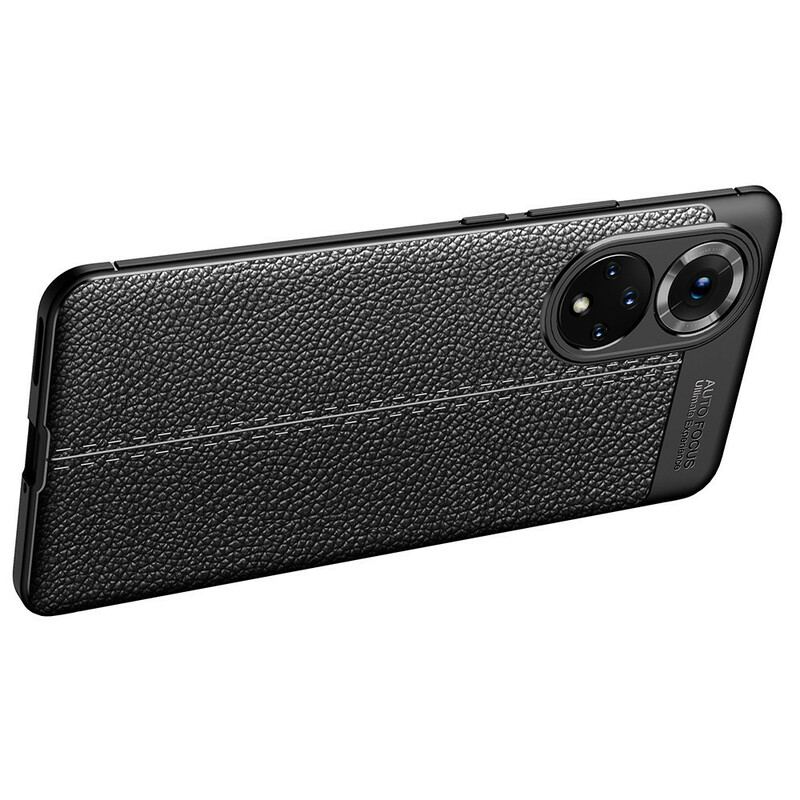 Capa Para Huawei Nova 9 Pro Linha Dupla Efeito Couro Litchi