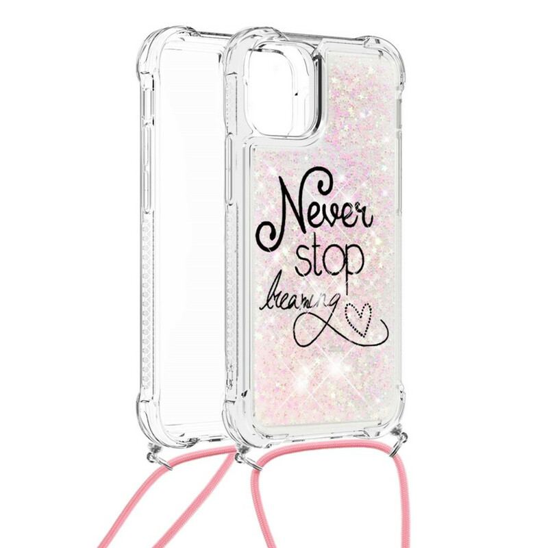 Capa De Celular Para iPhone 13 Mini De celular Cordão De Glitter Nunca Pare