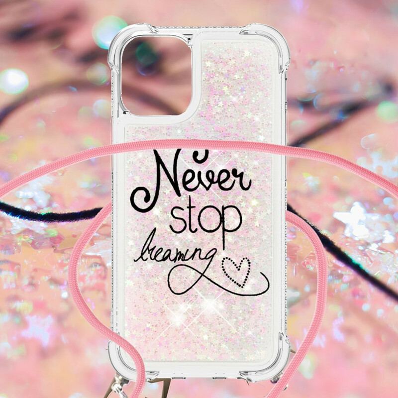 Capa De Celular Para iPhone 13 Mini De celular Cordão De Glitter Nunca Pare